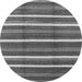 Round Machine Washable Oriental Gray Industrial Rug, wshurb2931gry