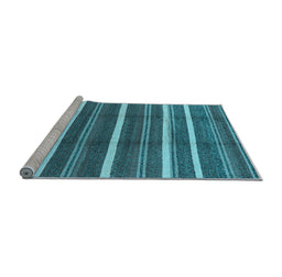 Sideview of Machine Washable Oriental Light Blue Industrial Rug, wshurb2931lblu