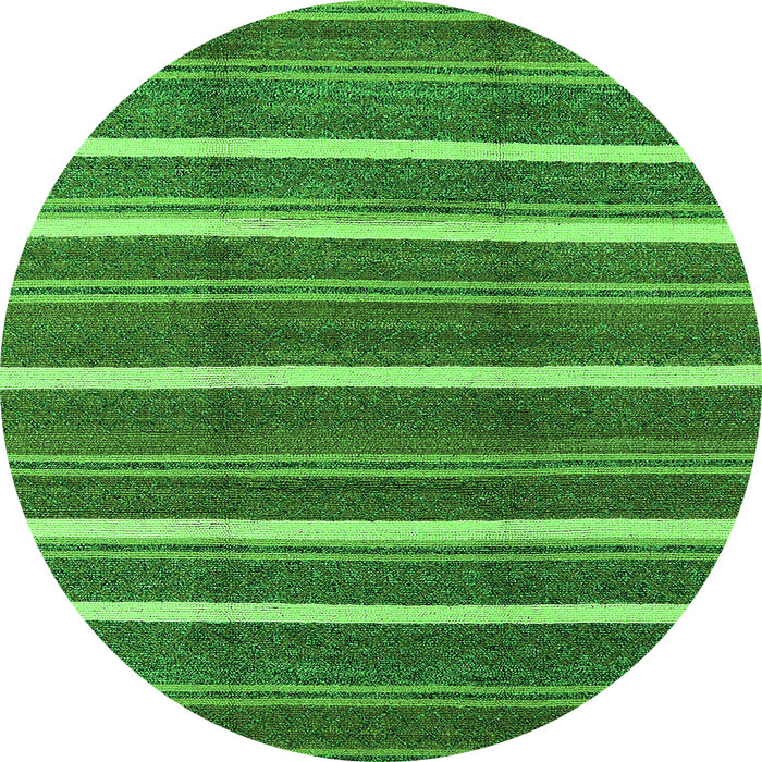 Round Machine Washable Oriental Green Industrial Area Rugs, wshurb2931grn