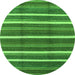 Round Machine Washable Oriental Green Industrial Area Rugs, wshurb2931grn