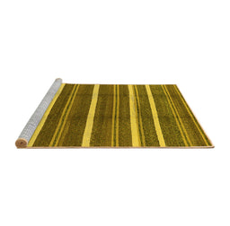 Sideview of Machine Washable Oriental Yellow Industrial Rug, wshurb2931yw