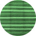 Round Machine Washable Oriental Emerald Green Industrial Area Rugs, wshurb2931emgrn