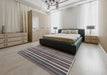 Mid-Century Modern Black Oriental Rug in a Bedroom, urb2931