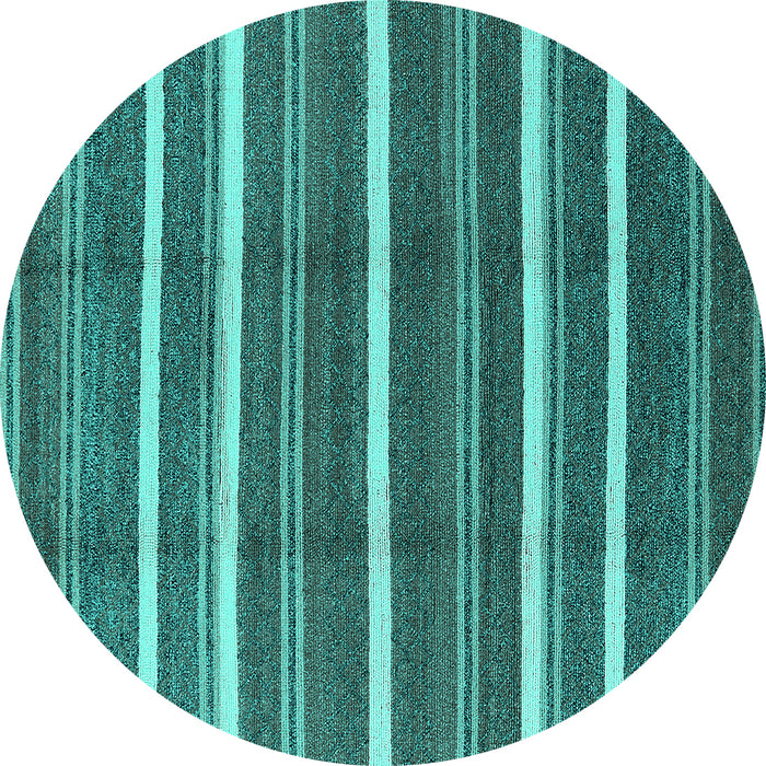 Round Oriental Turquoise Industrial Rug, urb2931turq