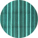 Round Oriental Turquoise Industrial Rug, urb2931turq