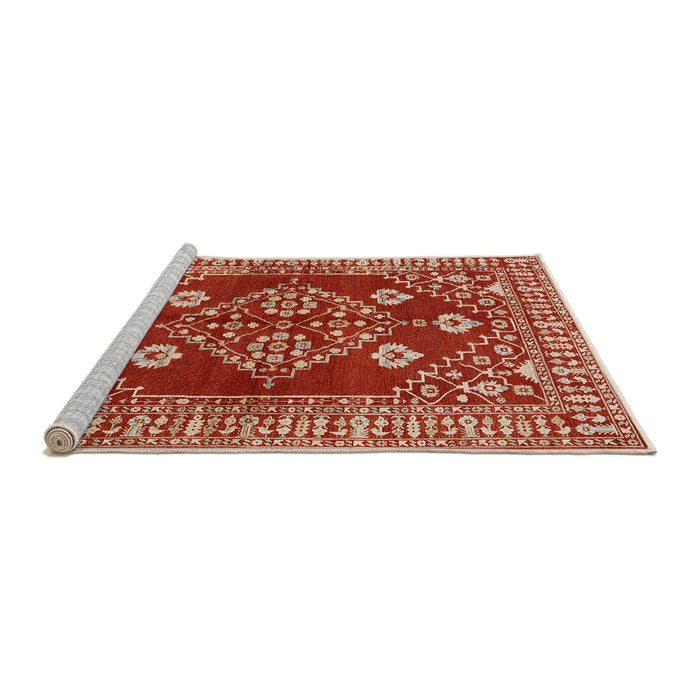 Sideview of Machine Washable Industrial Modern Red Rug, wshurb2932
