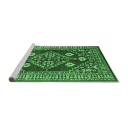 Sideview of Machine Washable Oriental Emerald Green Industrial Area Rugs, wshurb2932emgrn