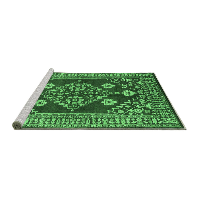Sideview of Machine Washable Oriental Emerald Green Industrial Area Rugs, wshurb2932emgrn