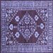 Square Machine Washable Oriental Blue Industrial Rug, wshurb2932blu