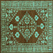 Square Oriental Turquoise Industrial Rug, urb2932turq