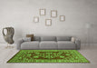 Machine Washable Oriental Green Industrial Area Rugs in a Living Room,, wshurb2932grn