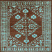 Square Machine Washable Oriental Light Blue Industrial Rug, wshurb2932lblu