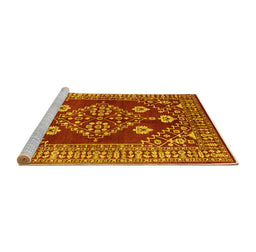 Sideview of Machine Washable Oriental Yellow Industrial Rug, wshurb2932yw