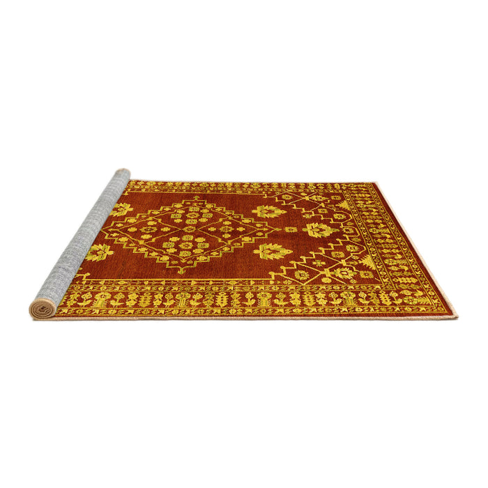 Sideview of Machine Washable Oriental Yellow Industrial Rug, wshurb2932yw