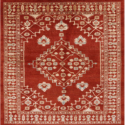 Square Machine Washable Industrial Modern Red Rug, wshurb2932