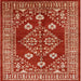 Square Machine Washable Industrial Modern Red Rug, wshurb2932