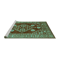 Sideview of Machine Washable Oriental Turquoise Industrial Area Rugs, wshurb2932turq