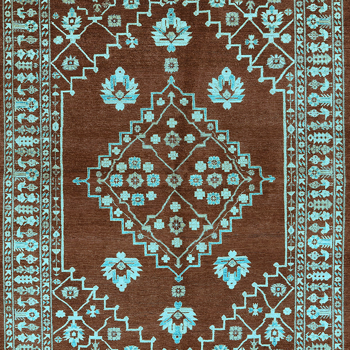 Machine Washable Oriental Light Blue Industrial Rug, wshurb2932lblu