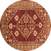 Round Oriental Brown Industrial Rug, urb2932brn