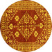 Round Oriental Yellow Industrial Rug, urb2932yw