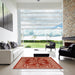 Square Machine Washable Industrial Modern Red Rug in a Living Room, wshurb2932