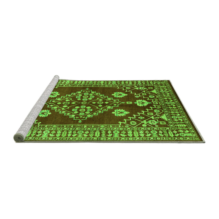 Sideview of Machine Washable Oriental Green Industrial Area Rugs, wshurb2932grn