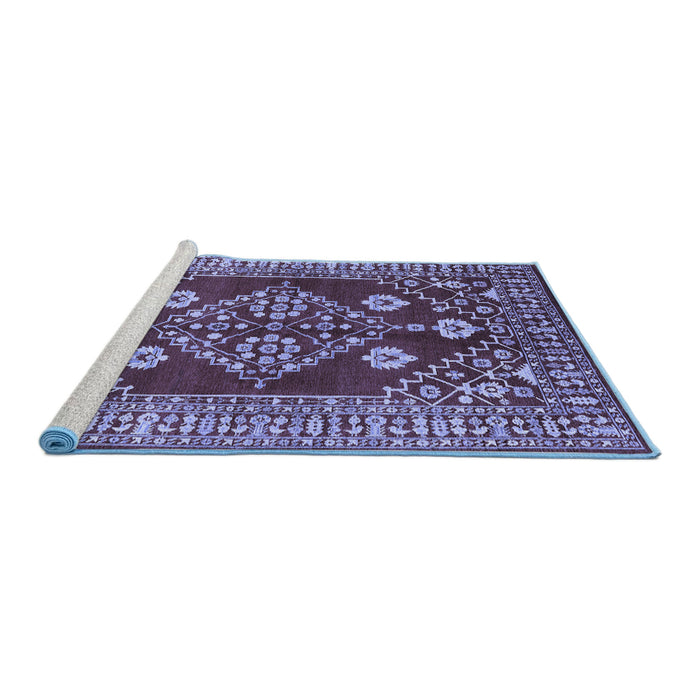 Sideview of Machine Washable Oriental Blue Industrial Rug, wshurb2932blu