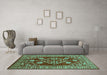 Machine Washable Oriental Turquoise Industrial Area Rugs in a Living Room,, wshurb2932turq