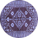 Round Machine Washable Oriental Blue Industrial Rug, wshurb2932blu