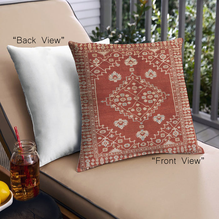 Front View of Mid-Century Modern Urban Square Red Throw Pillow, 18 inch by 18 inch, pwurb2932