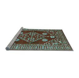 Sideview of Machine Washable Oriental Light Blue Industrial Rug, wshurb2932lblu