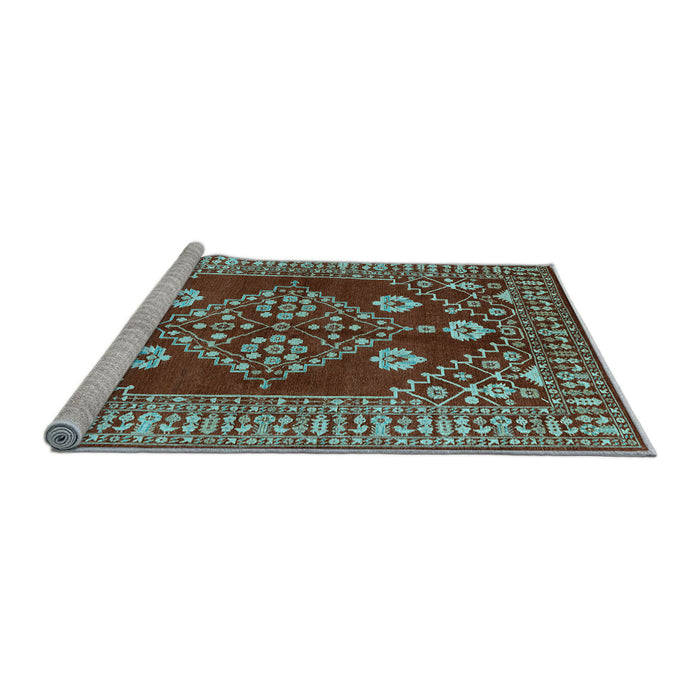Sideview of Machine Washable Oriental Light Blue Industrial Rug, wshurb2932lblu