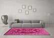 Machine Washable Oriental Pink Industrial Rug in a Living Room, wshurb2932pnk