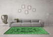 Machine Washable Oriental Emerald Green Industrial Area Rugs in a Living Room,, wshurb2932emgrn