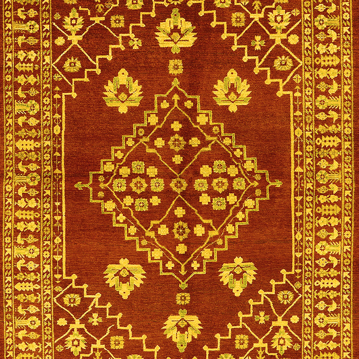 Machine Washable Oriental Yellow Industrial Rug, wshurb2932yw