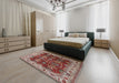 Mid-Century Modern Red Oriental Rug in a Bedroom, urb2933