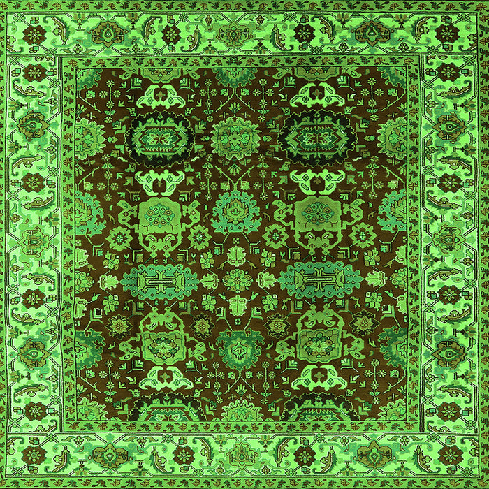 Square Oriental Green Traditional Rug, urb2933grn
