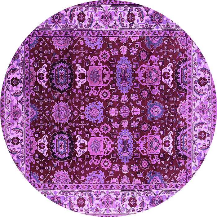 Round Oriental Purple Traditional Rug, urb2933pur