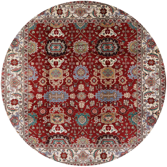 Round Machine Washable Industrial Modern Tomato Red Rug, wshurb2933