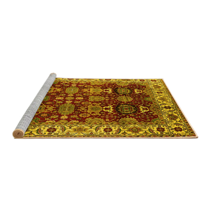 Sideview of Machine Washable Oriental Yellow Traditional Rug, wshurb2933yw