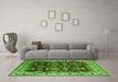 Machine Washable Oriental Green Traditional Area Rugs in a Living Room,, wshurb2933grn