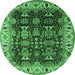 Round Oriental Emerald Green Traditional Rug, urb2933emgrn