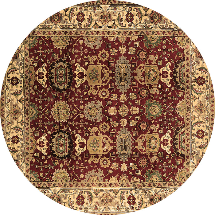 Round Machine Washable Oriental Brown Traditional Rug, wshurb2933brn
