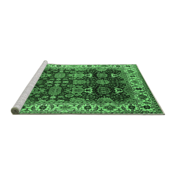 Sideview of Machine Washable Oriental Emerald Green Traditional Area Rugs, wshurb2933emgrn