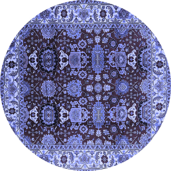 Round Oriental Blue Traditional Rug, urb2933blu