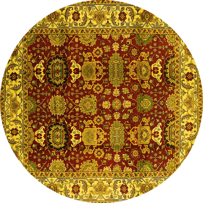Round Oriental Yellow Traditional Rug, urb2933yw