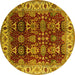 Round Oriental Yellow Traditional Rug, urb2933yw