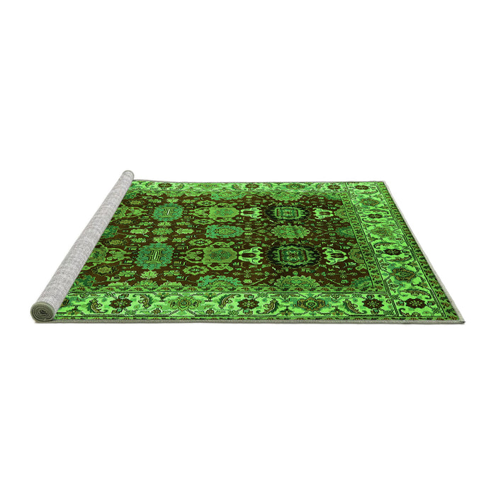 Sideview of Machine Washable Oriental Green Traditional Area Rugs, wshurb2933grn