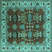 Square Machine Washable Oriental Turquoise Traditional Area Rugs, wshurb2933turq