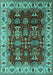 Machine Washable Oriental Turquoise Traditional Area Rugs, wshurb2933turq